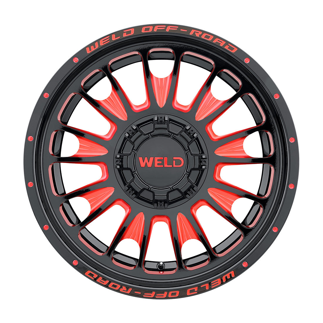 22x12 Scorch 6x135 6x139.7 ET-44 BS4.75 Gloss BLK MIL RED 106.1